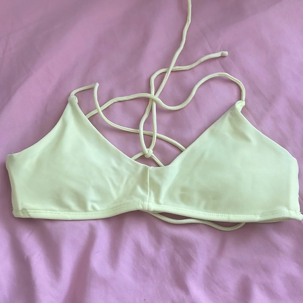 Strappy lace up neon bikini top - Picture 1 of 2